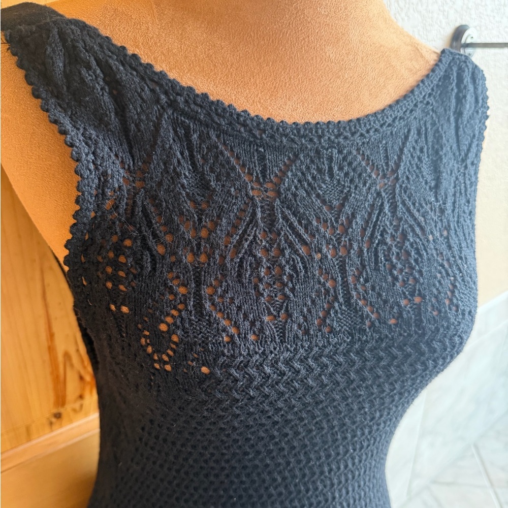 Free People FP Beach black crochet swim cover dress size Medium